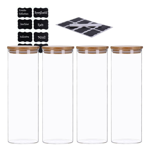 Produktbild Vorratsglas - TP Vorratsgläser 4er Set mit Bambus Deckel, luftdichte Behälter inkl. Etiketten, 4 x 2200 ml