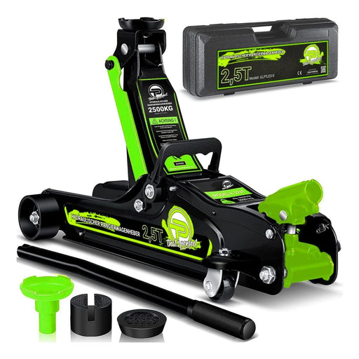 Produktbild Rangierwagenheber - TP Hydraulischer KFZ-Rangierwagenheber 2,5t Koffer, SUV-Adapter und 2x Gummiauflage Grün