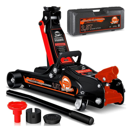 Produktbild Rangierwagenheber - TP Hydraulischer KFZ-Rangierwagenheber 2,5t Koffer, SUV-Adapter und 2x Gummiauflage Rot