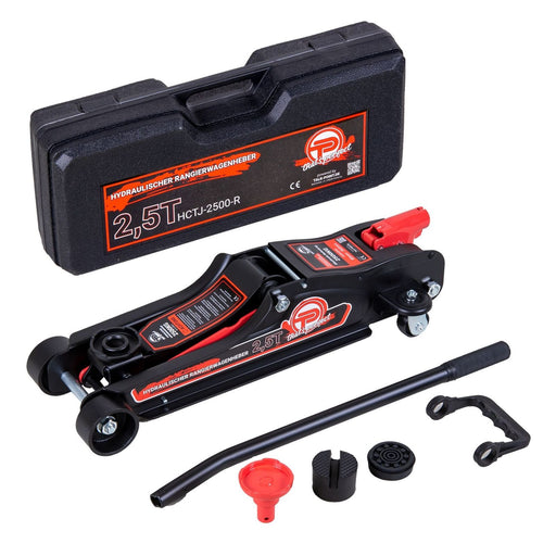 Produktbild Rangierwagenheber - TP Hydraulischer KFZ-Rangierwagenheber 2,5t Koffer, SUV-Adapter und 2x Gummiauflage Rot