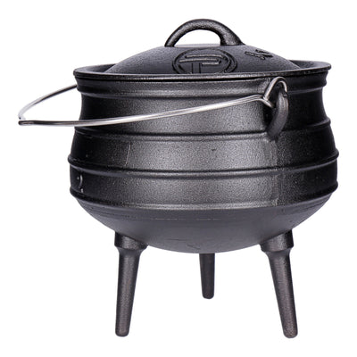 Potjie Pot 2, BBQ Dreifuß Kochtopf, Dutch Oven Feuerkessel mit Deckel und Füßen, Pot 2