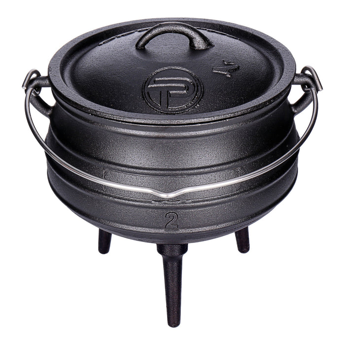 TP Potjie Pot 2, BBQ Dreifuß Kochtopf, Dutch Oven Feuerkessel mit Deckel und Füßen, Pot 2