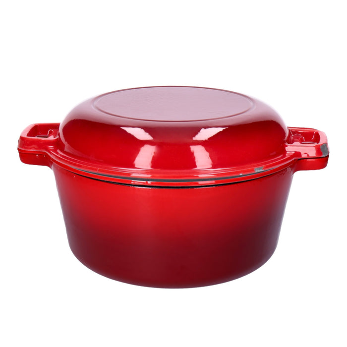 2 in 1 Multifunktionsbräter, Topf und Pfanne, aus emailliertem Gusseisen inkl. Silikongriffe