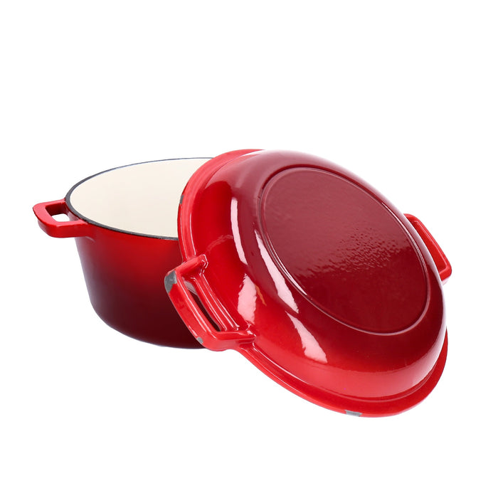 2 in 1 Multifunktionsbräter, Topf und Pfanne, aus emailliertem Gusseisen inkl. Silikongriffe