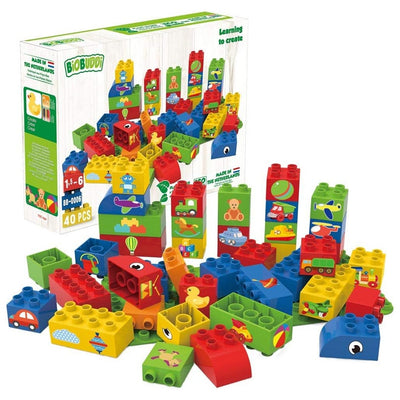 Farbige Bausteine mit Bildern 40 Teile 1 Platte 100% kompatibel Lego duplo