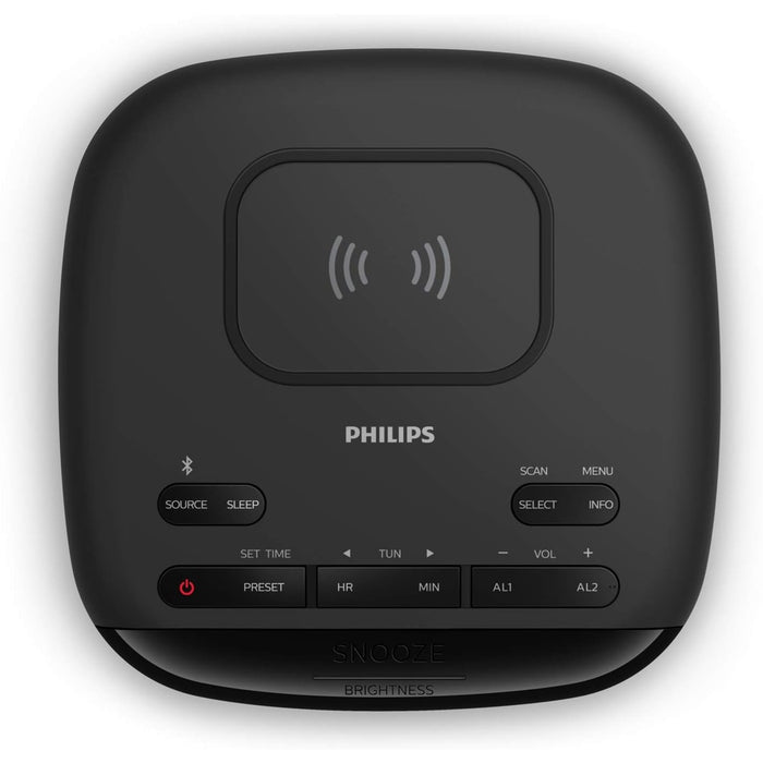 Philips R7705/10 Radiowecker DAB+/FM Radio USB Bluetooth Wireless Ladestation schwarz