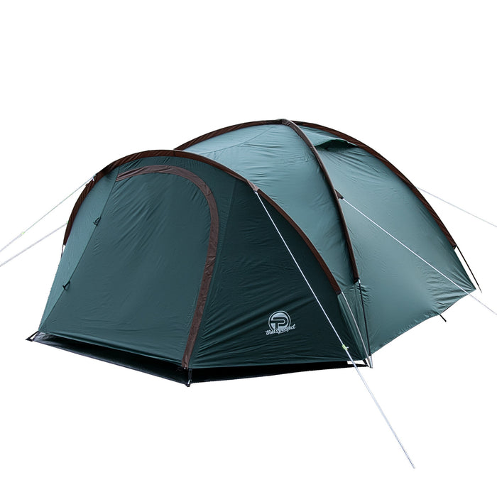 Campingzelt für 3-4 Personen doppelwandig, stabil wasserdicht, verdunkelter Innenraum grün/braun