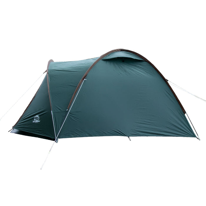 Campingzelt für 3-4 Personen doppelwandig, stabil wasserdicht, verdunkelter Innenraum grün/braun