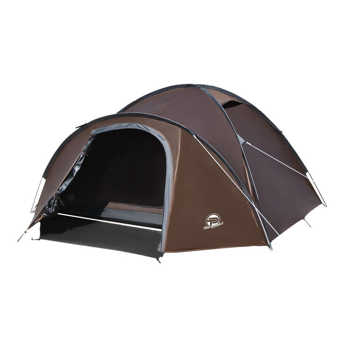 Campingzelt für 3-4 Personen, doppelwandig, stabil wasserdicht, verdunkelter Innenraum braun/grau