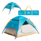 TP Automatik-Campingzelt für 3-4 Personen Pop-Up, doppelwandig, wasserdicht mit Tragetasche Türkis/Beige