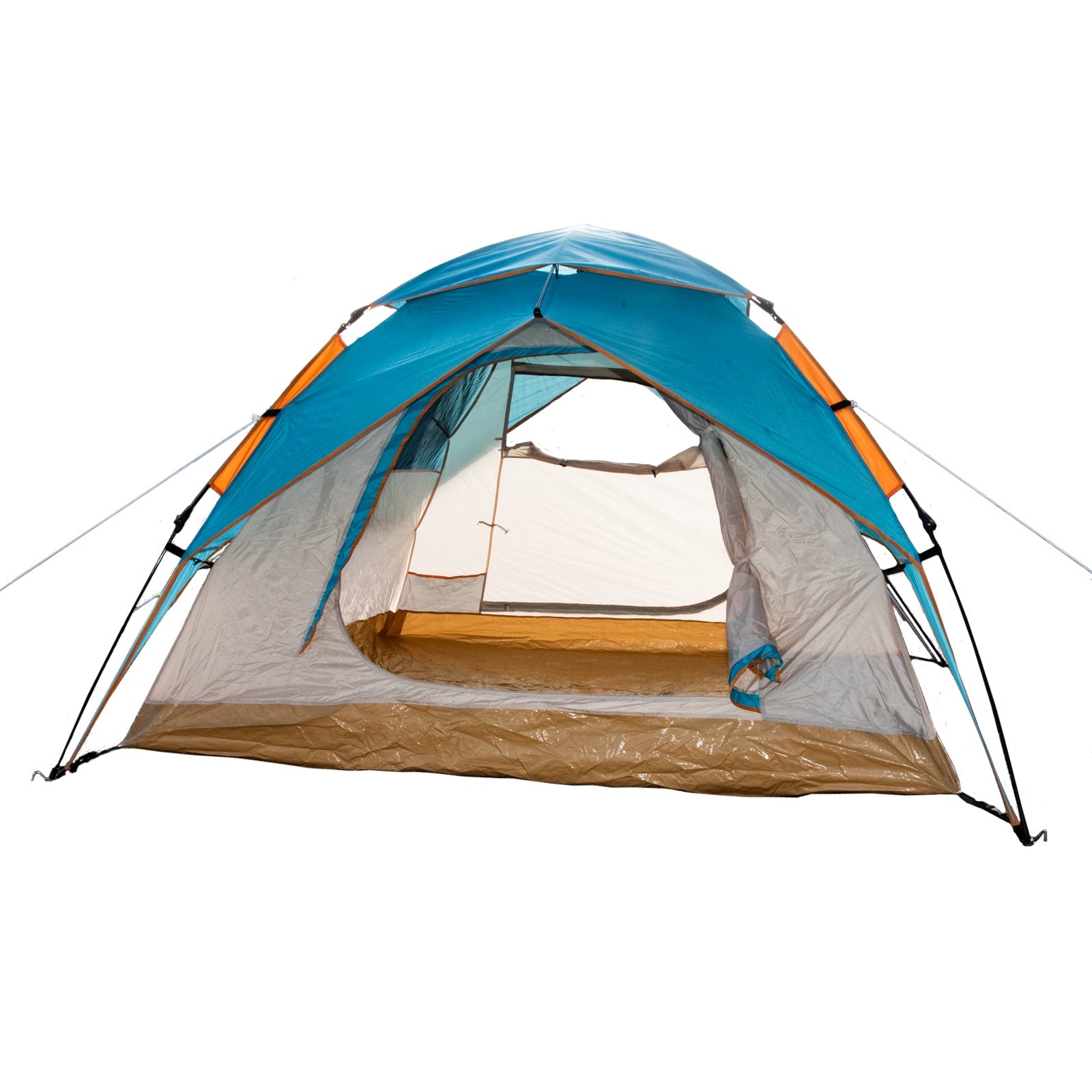 TP Automatik-Campingzelt für 3-4 Personen Pop-Up, doppelwandig, wasserdicht mit Tragetasche Türkis/Beige