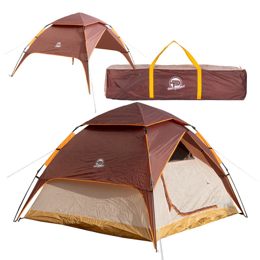 Produktbild Campingzelt - TP Automatik-Campingzelt Pop-Up Zelt für 3-4 Personen doppelwandig, wasserdicht mit Tragetasche Braun/Beige