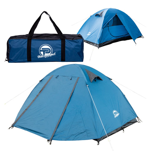 Produktbild Campingzelt - TP Campingzelt für 1-2 Personen doppelwandig, leicht stabil, wasserdicht inkl. Tragetasche Blau/Grau