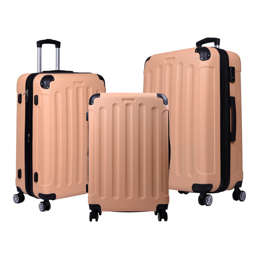 Produktbild Kofferset - 3tlg. ABS Hartschalen Kofferset mit Teleskopgriff Erweiterungsfunktion u. TSA- Zahlenschloss Peach