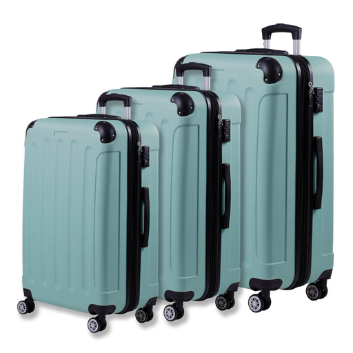 Produktbild Kofferset - 3tlg. ABS Hartschalen Kofferset mit Teleskopgriff Erweiterungsfunktion u. TSA- Zahlenschloss Green