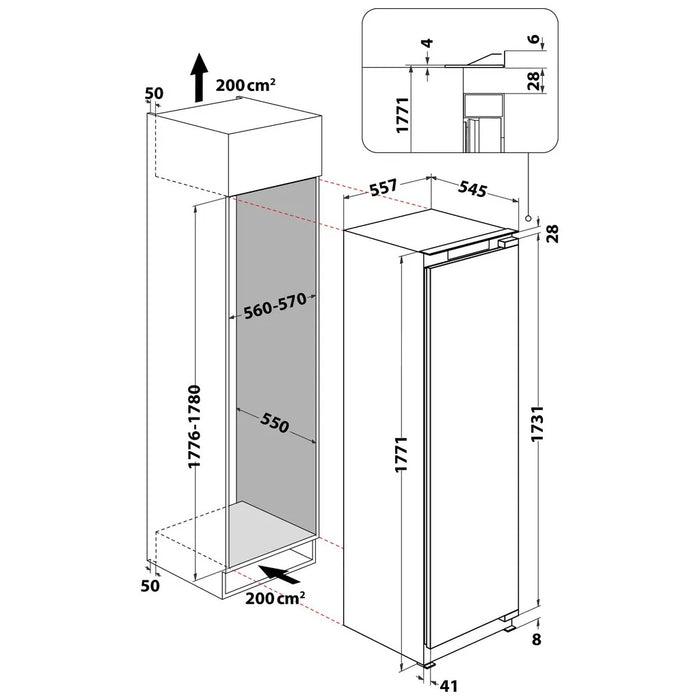 Bauknecht KSI 18GF2 P2 Einbau Kühlschrank Zero°BioZone ProFresh Energiesparende Stand-By