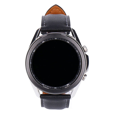 Galaxy Watch 3 R840 45mm Mystic Silver Edelstahlgehäuse Silber, Lederarmband Schwarz