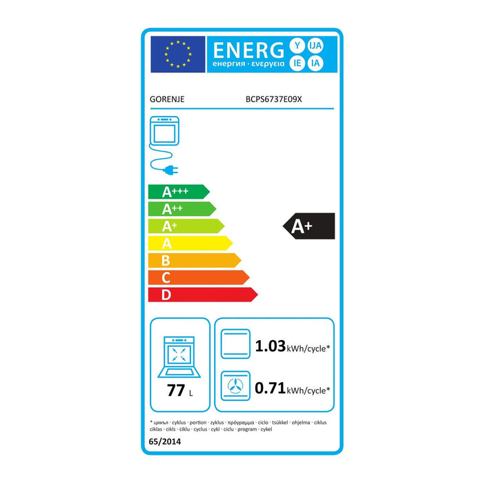 Gorenje Einbau-Herd BCPS6737E09X 77L gebürstetes Edelstahl A+