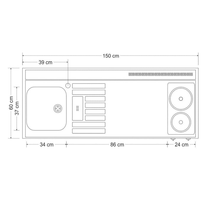 Stengel Miniküche Kitchenline MK 150 Kühlschrank