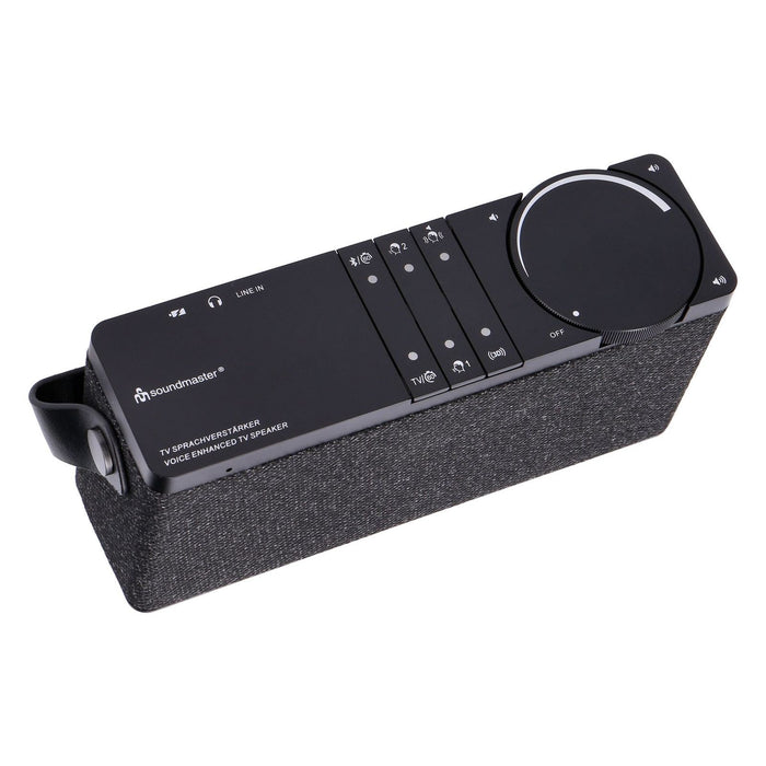 Soundmaster TVL24SW „Horst“ kabelloser TV Lautsprecher mit Sprach-/Dialogverstärker Schwarz