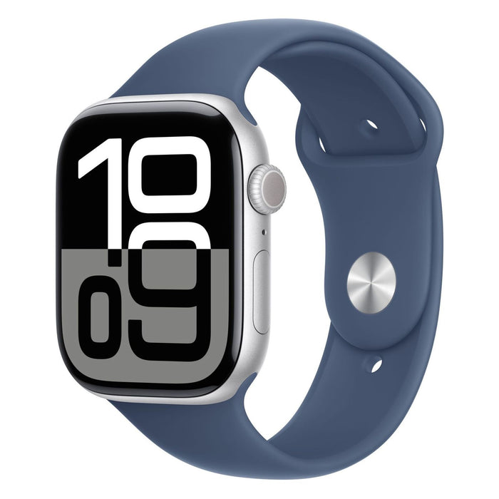 Apple Watch Series 10 46mm GPS + 4G Silber Aluminiumgehäuse, Sportarmband Denim M/L