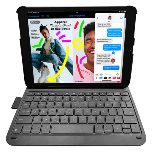 Produktbild iPad-Tastatur - DEQSTER Slim PRO Keyboard 10,2" für iPad 10,2 Tastatur Hülle Bluetooth QWERTZ Deutsches Layout