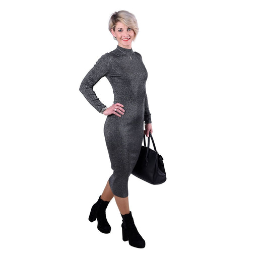 Produktbild Shirtkleid - Michael Kors Strickkleid in Metallic-Optik mit Stehkragen Damen L