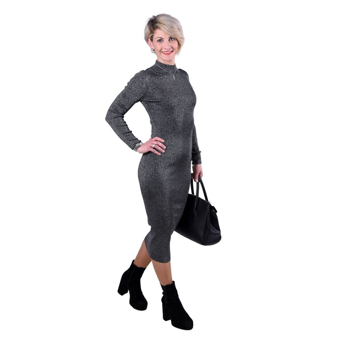 Michael Kors Strickkleid in Metallic-Optik mit Stehkragen Damen L