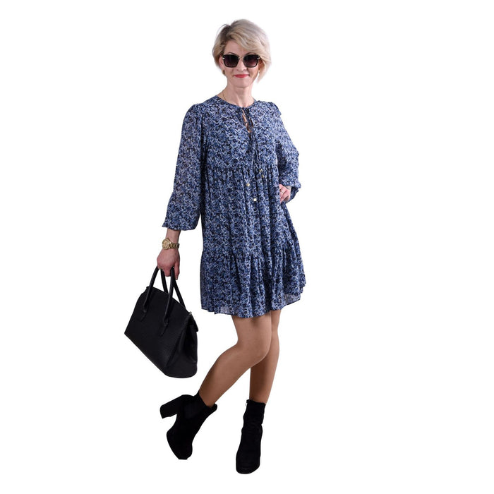 Michael Kors Kleid aus Georgette mit Blumenmuster und Bindeband Damen S