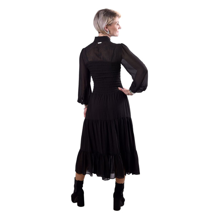 Michael Kors Gesmoktes Hemdkleid aus Georgette schwarz Damen XS