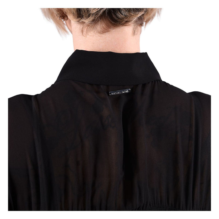 Michael Kors Gesmoktes Hemdkleid aus Georgette schwarz Damen XS