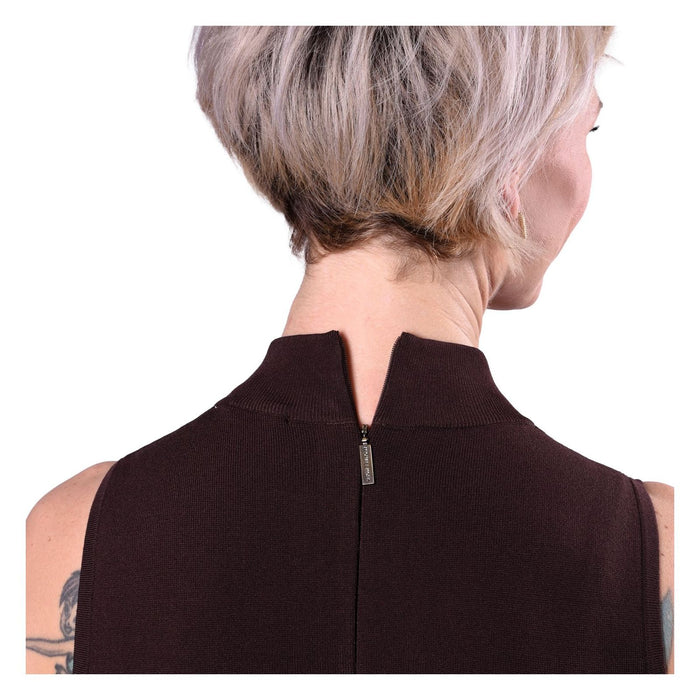 Michael Kors Kleid aus Stretch-Viskose chocolat mit Stehkragen Damen S
