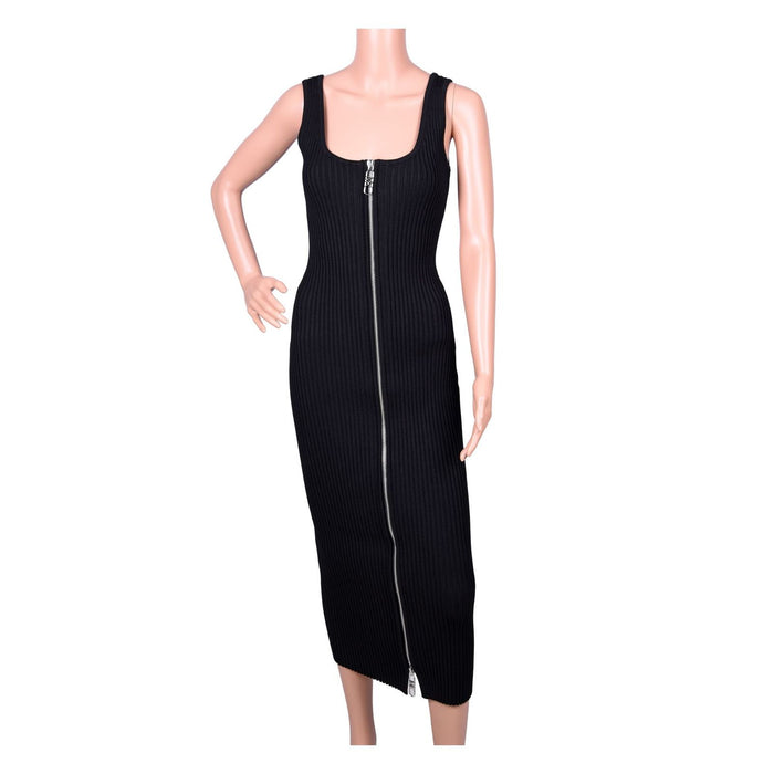 Michael Kors Kleid aus geripptem Stretch-Strick mit Reißverschluss schwarz Damen M