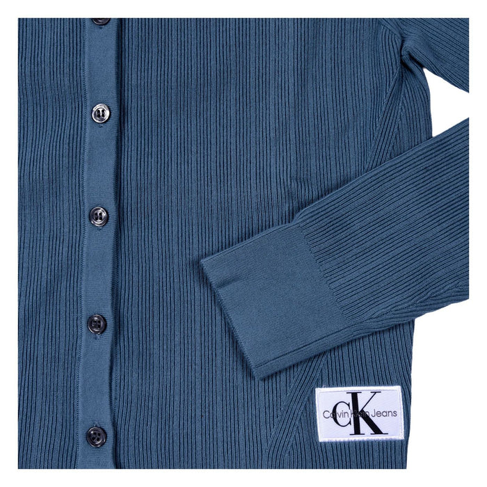 Calvin Klein Strickjacke gerippt türkis Slim Fit Damen M