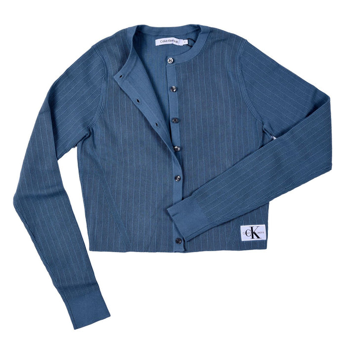 Calvin Klein Strickjacke gerippt türkis Slim Fit Damen XL