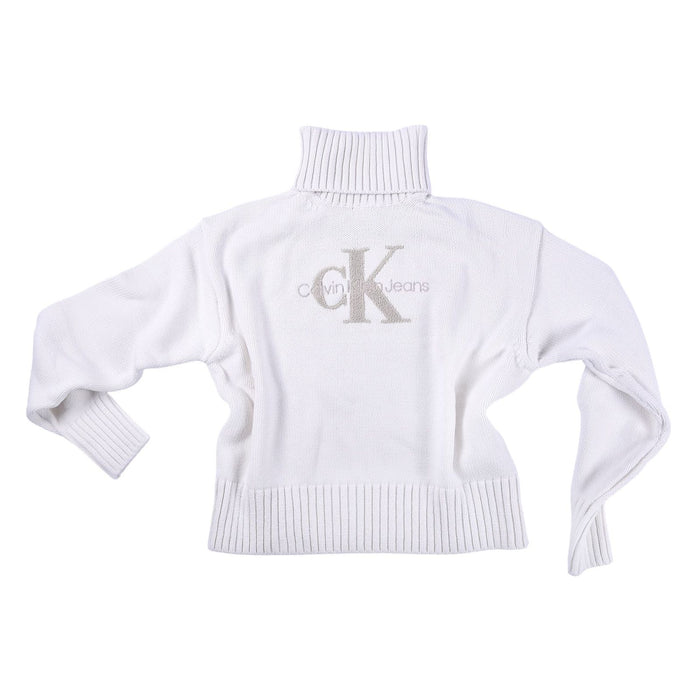 Calvin Klein Jeans Chenille Monologo Damen Pullover Weiß M