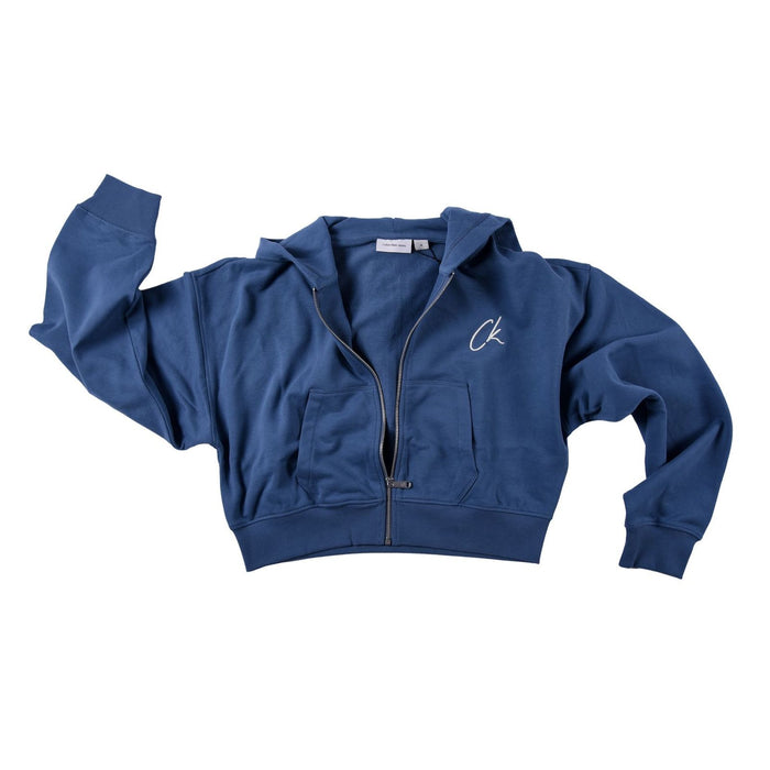 Calvin Klein Jeans Cropped Hoodie mit Logo Damen Pullover Blau L