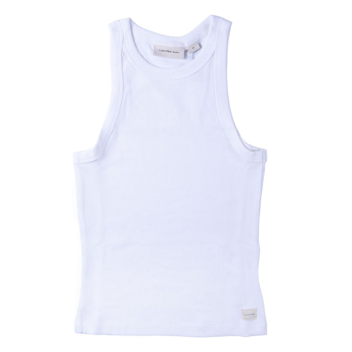 Calvin Klein Jeans Woven Label Tank Top Damen Slim-Fit Weiß M