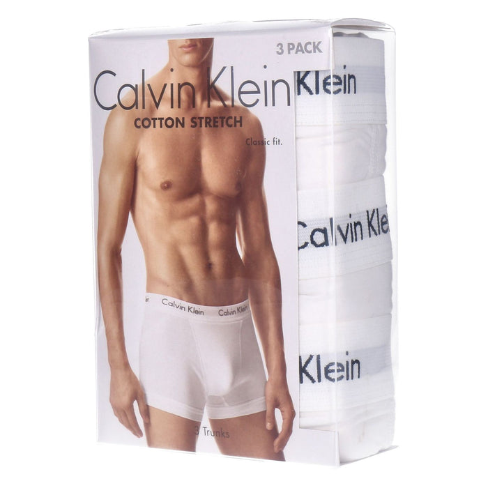Calvin Klein Herren Boxershorts 3er Pack Trunks Cotton Stretch Weiß S