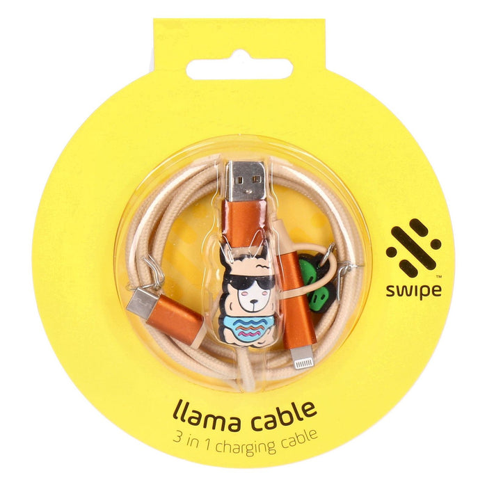 Swipe Lama Kollektion 3 Teile Set Design Powerbank 3-in-1 Ladekabel Ringhalter