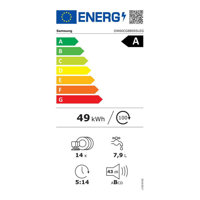 Samsung DW60CG880SSLEG DW8700B Geschirrspüler teilintegriert 60 cm, 14 Maßgedecke