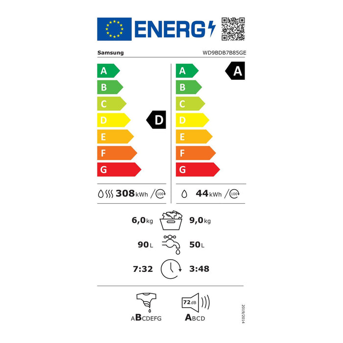 Samsung WD9BDB7B85GEU2, WW7400D, BESPOKE Waschtrockner, AI Wash, SuperSpeed 39', 9+6 kg