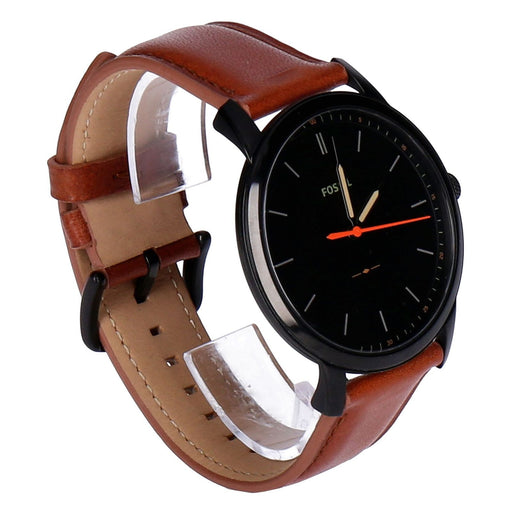Produktbild Quarzuhr - Fossil The Minimalist FS5305 Herrenuhr Cognac-Schw Edelstahlgehäuse Schwarz, Echtlederarmband Cognac