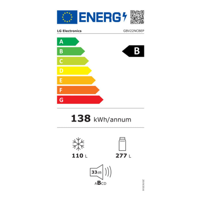 LG GBV22NCBEP Kühl-Gefrierkombination 387L mit Smart Inverter Compressor®