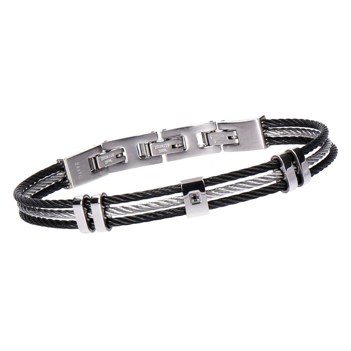Breil Armband Loop Herren Stahl Silber/Schwarz verstellbar