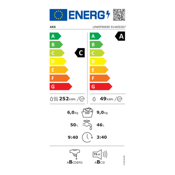 AEG L9WEF80690 Waschtrockner mit Wärmepumpe SensiDry - 9/6 Kg