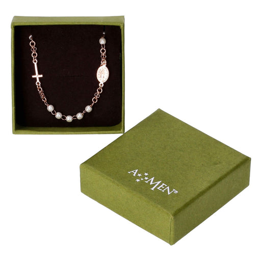 Produktbild Edelstahlarmband - Amen Collection Rosenkranz Roségold Sterlingsilber
