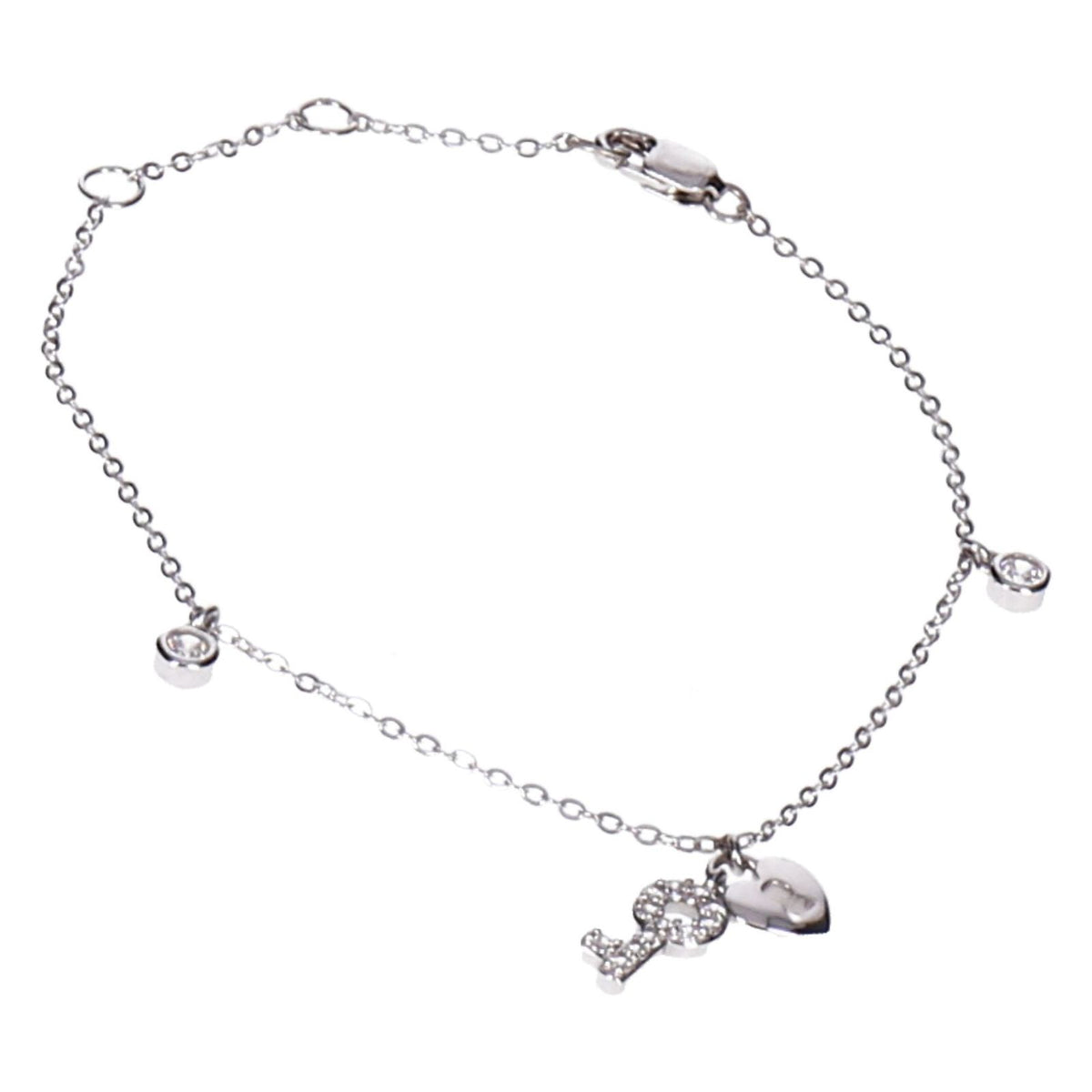 Produktbild Edelstahlarmband - Eye Candy Armband 925er Sterling Silber Schlüssel Herz Anhänger