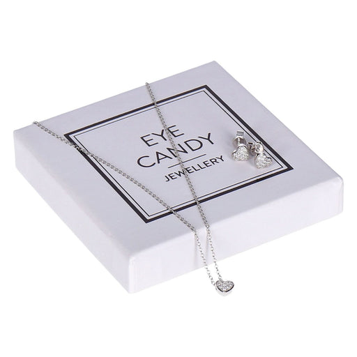 Produktbild Edelstahlarmband - Eye Candy Set 925er Sterling Silber Herz Zirkonia Anhänger + Ohrringe