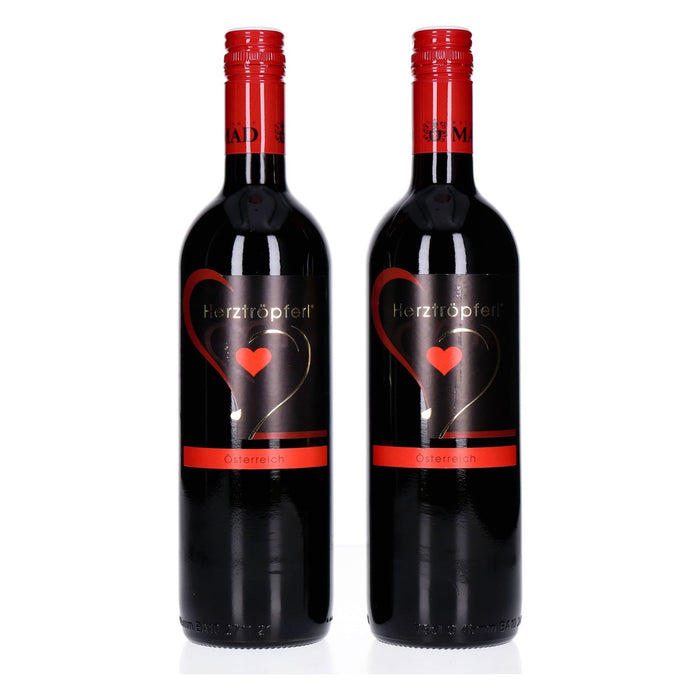Weingut MAD Geschenk-Set Herztröpferl Rotwein 2 x 0,75 L